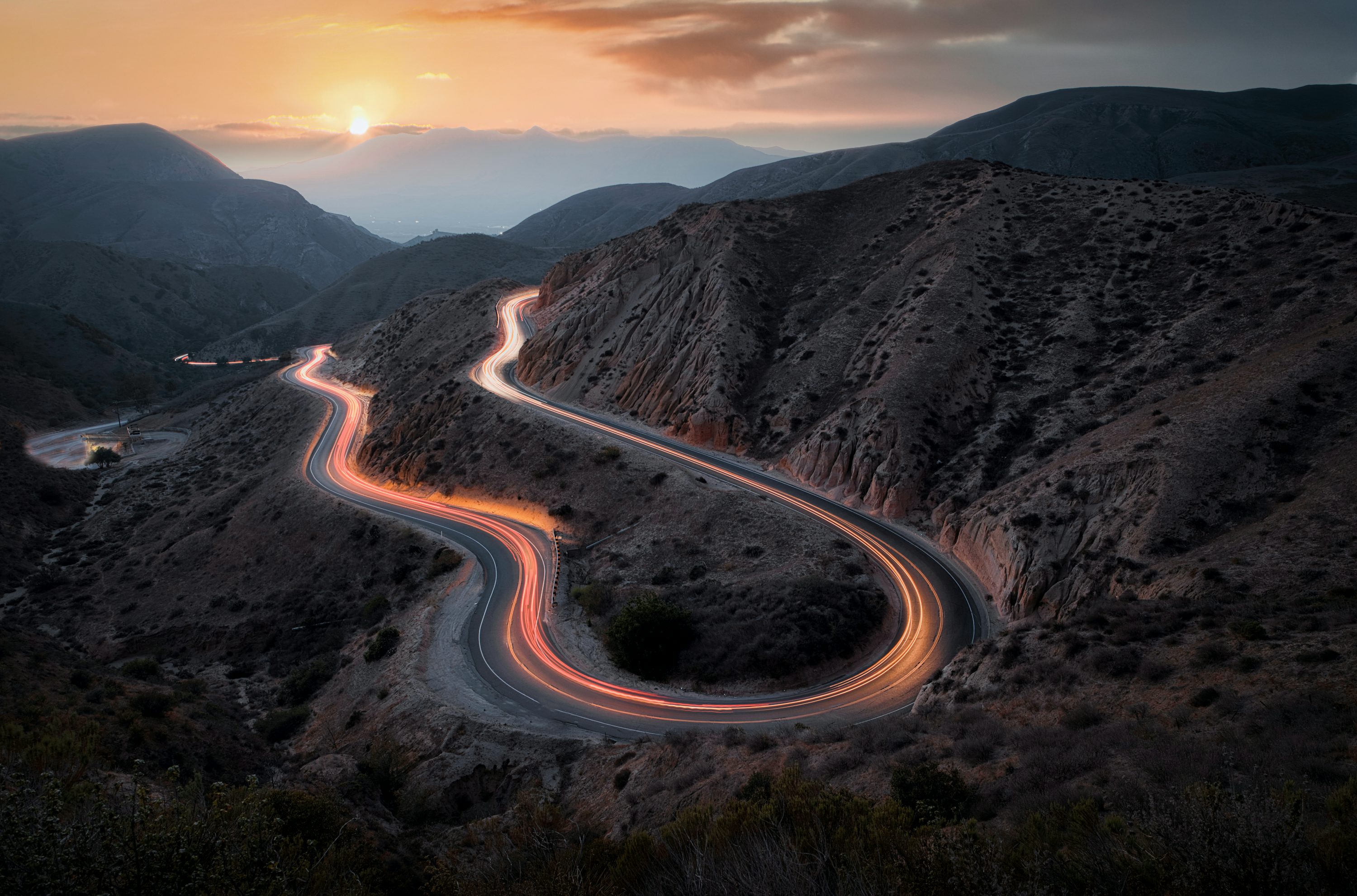 Tejon Pass Mountain Light Trails
