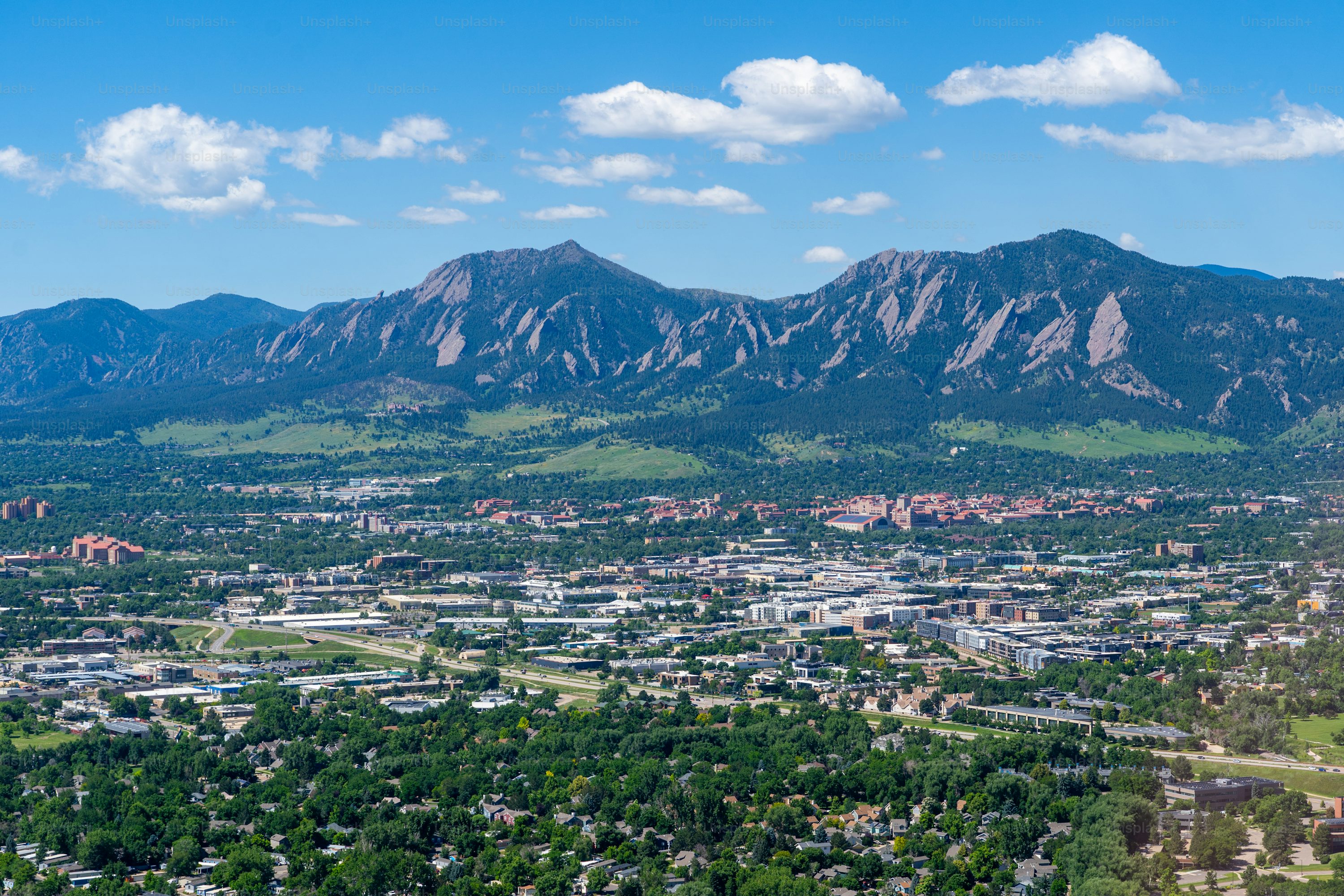 Boulder City and Flatirons Aerial