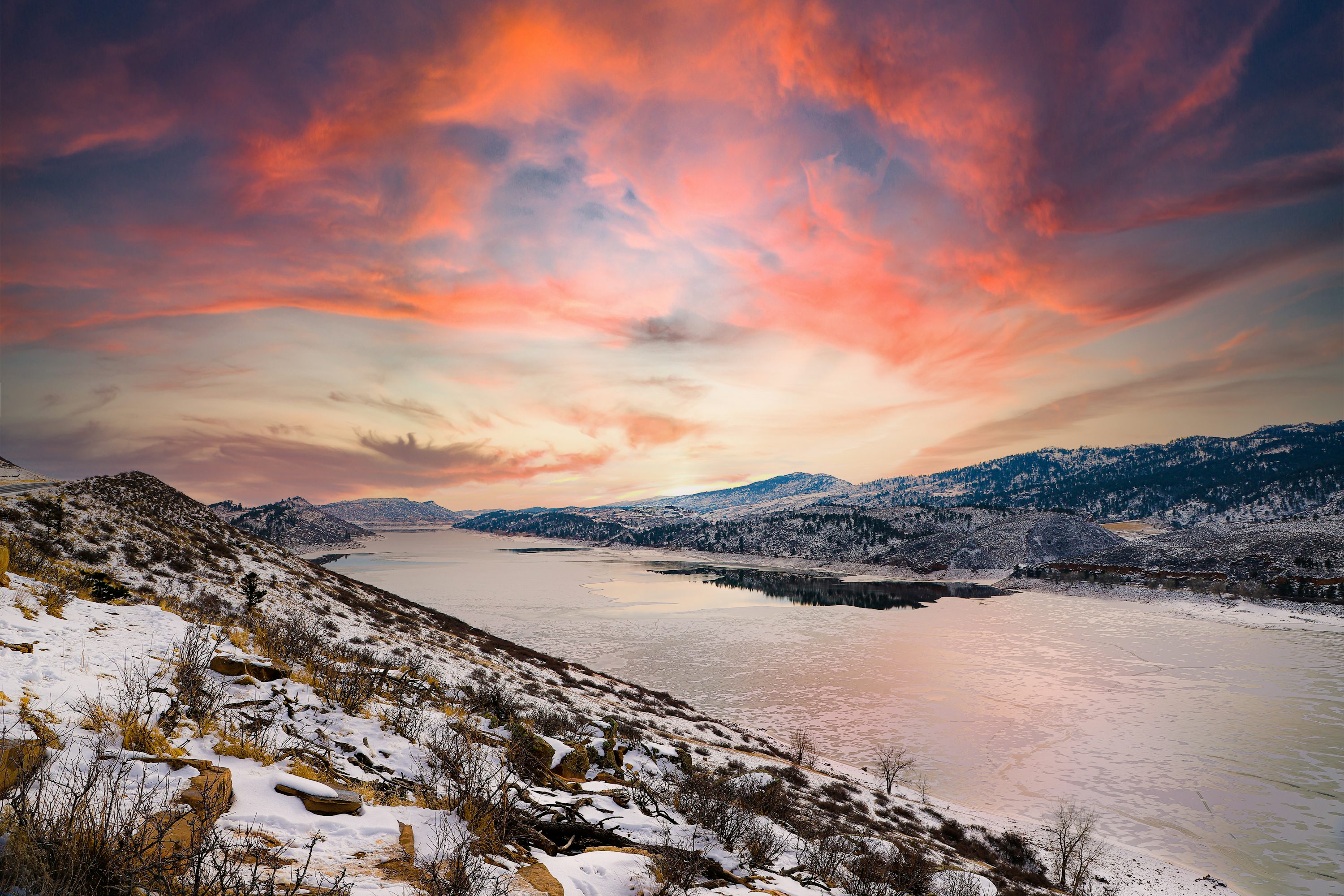 Horsetooth Reservoir Winter Sunset